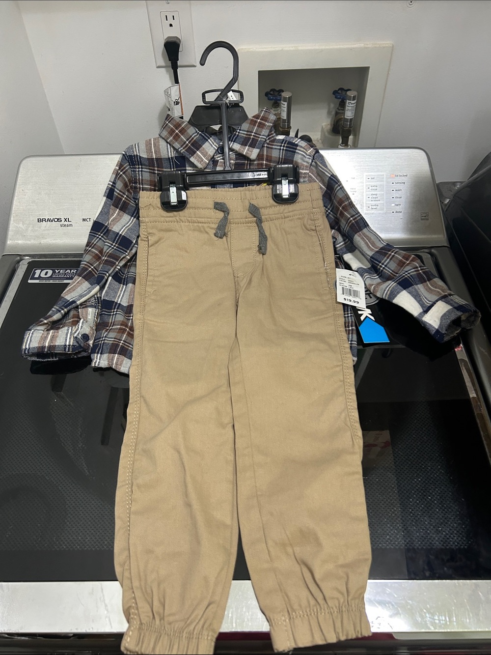 Boy 4t two piece matching outfit set new nwt jogger pants plaid soft button down